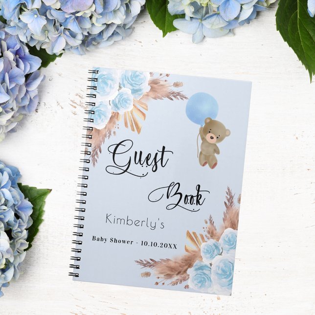 Livre d'hôte Baby shower garçon en peluche pampas  (Créateur téléchargé)