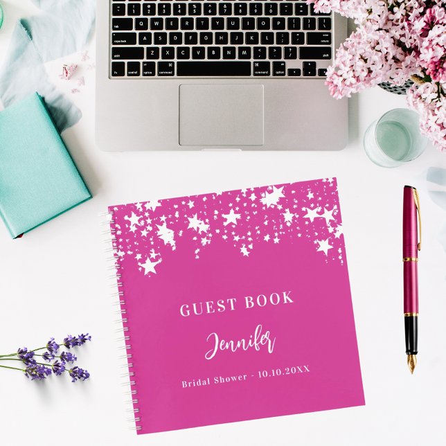 Livre d'hôte douche de nage rose blanc étoiles (Créateur téléchargé)