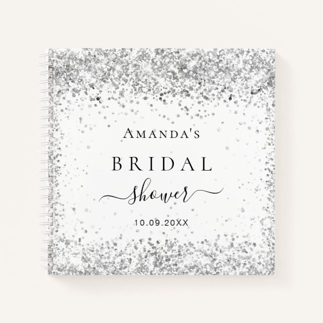 Livre d'hôte douche nuptiale blanc argent parties  (Devant)