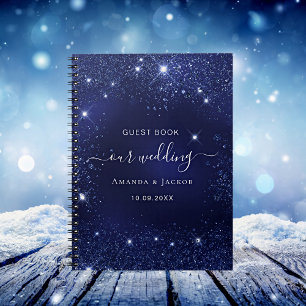 Livre d'hôte mariage marine bleu parties scintilla