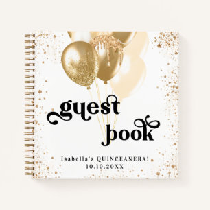 Livre d'hôte Quinceanera nom des ballons d'or blan