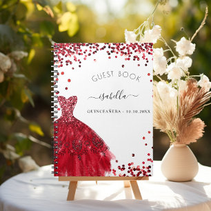 Livre d'hôte Quinceanera robe rouge blanche partie