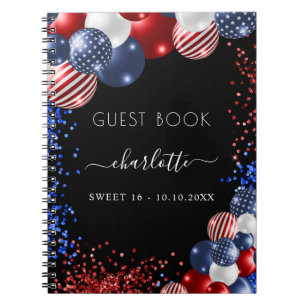 Livre d'hôte Sweet 16 patriotique rouge blanc bleu