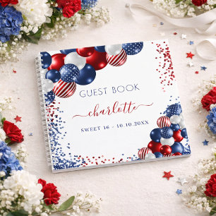 Livre d'hôte Sweet 16 patriotique rouge blanc bleu
