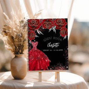 Livre d'hôte Sweet 16 rouge noir robe de parties s