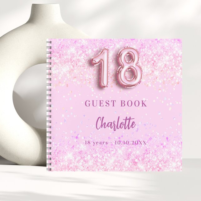 Livre d'hôtes 18e anniversaire confetti rose nom (Créateur téléchargé)