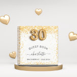 Livre d'hôtes 30e anniversaire parties scintillant<br><div class="desc">Un livre d'or pour une fête féminine et glamour de 30e anniversaire. Un élégant arrière - plan blanc avec une parties scintillant en faux or foncé,  brille. Ajoutez votre nom,  âge/texte. Le numéro 30 est écrit avec une police de style ballon.</div>