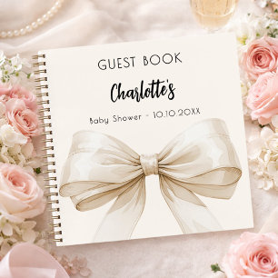 Livre d'hôtes Baby shower crème beige arc