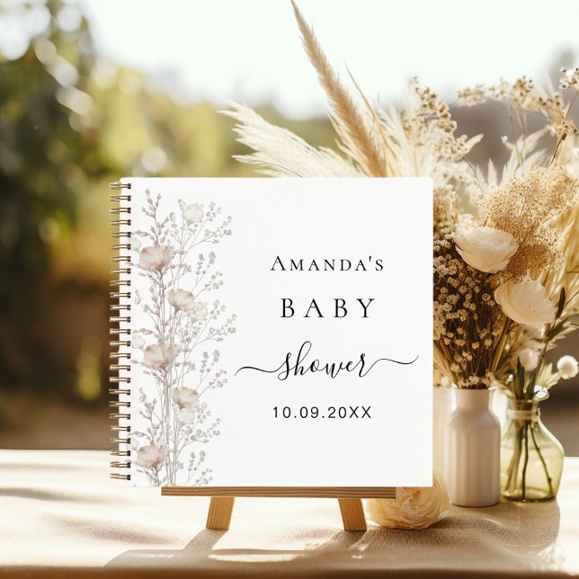 Livre d'hôtes Baby shower fleur sauvage crème beig (Créateur téléchargé)