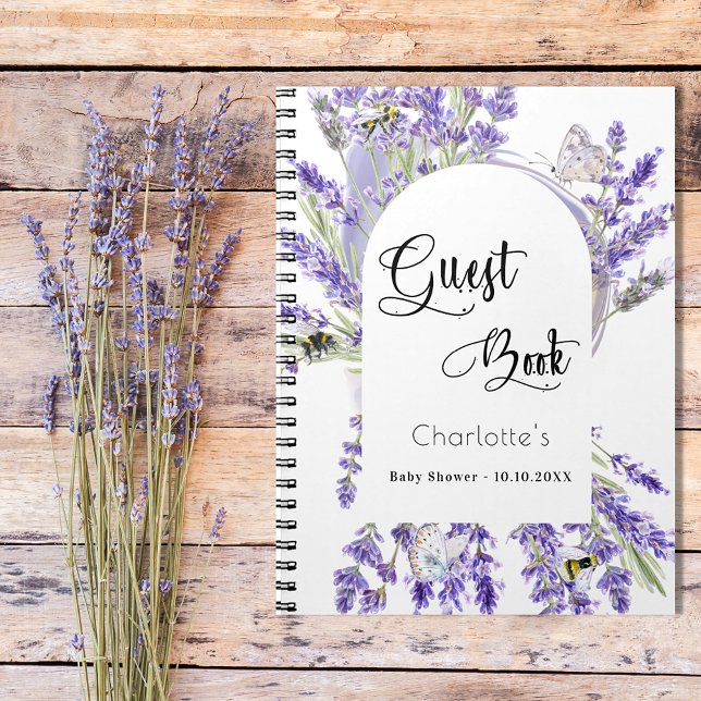 Livre d'hôtes baby shower lavande violette florale (Créateur téléchargé)
