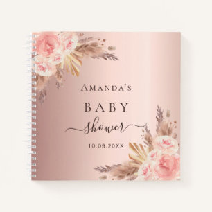 Livre d'hôtes Baby shower pampas herbe rose or