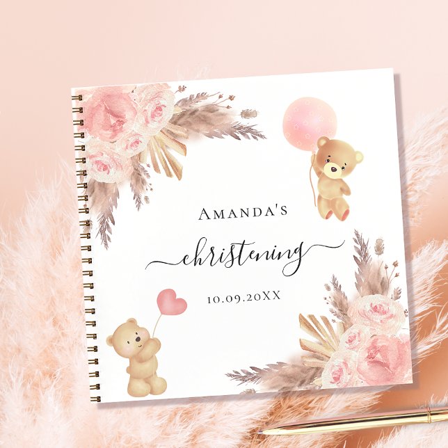 Livre d'hôtes baptême pampas herbe rose en peluche (Créateur téléchargé)