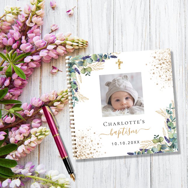 Livre d'hôtes baptême photo eucalyptus verdure (Créateur téléchargé)