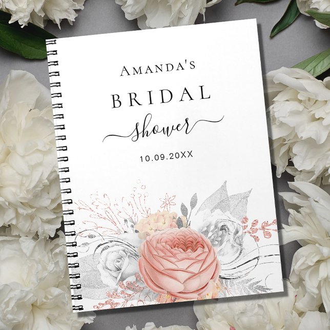 Livre d'hôtes douche nuptiale rose or floral argen (Créateur téléchargé)