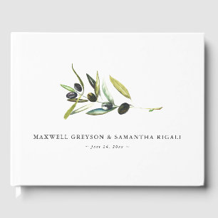 Livre d'hôtes mariage Aquarelle Botanique Olive