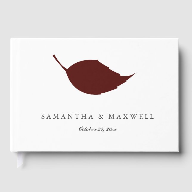 Livre d'hôtes mariage Automne Feuille Bourgogne (Recto)