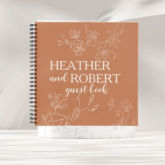 Livre d'hôtes Mariage de fleurs de terracotta Boho (Créateur téléchargé)