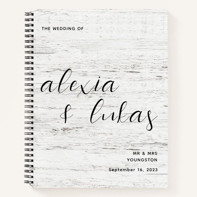 Livre d'hôtes Mariage de grains de bois blanchis (Devant)