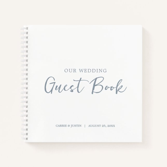 Livre d'hôtes Mariage de Script bleu foncé moderne (Devant)