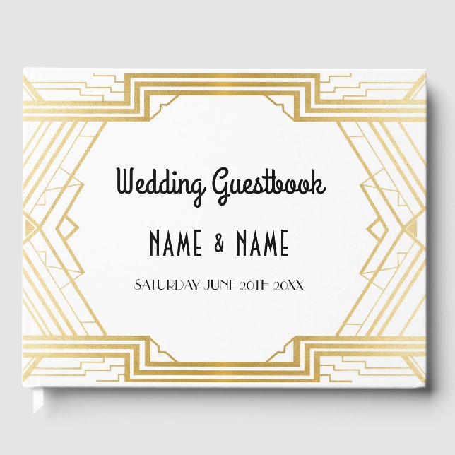 Livre d'hôtes mariage Gatsby Art Déco 1920's Gold (Recto)