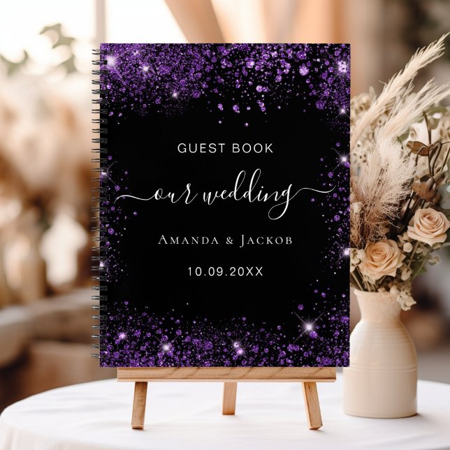Livre d'hôtes mariage noir violet (Créateur téléchargé)