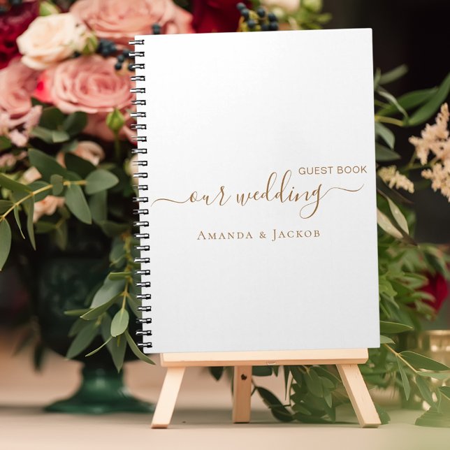 Livre d'hôtes mariage noms or blanc moderne (Créateur téléchargé)