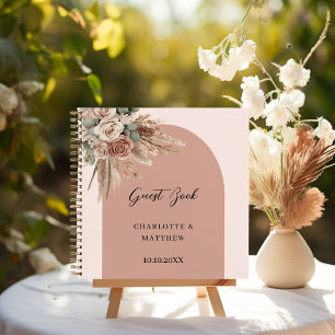 Livre d'hôtes mariage rose arche taupe rose