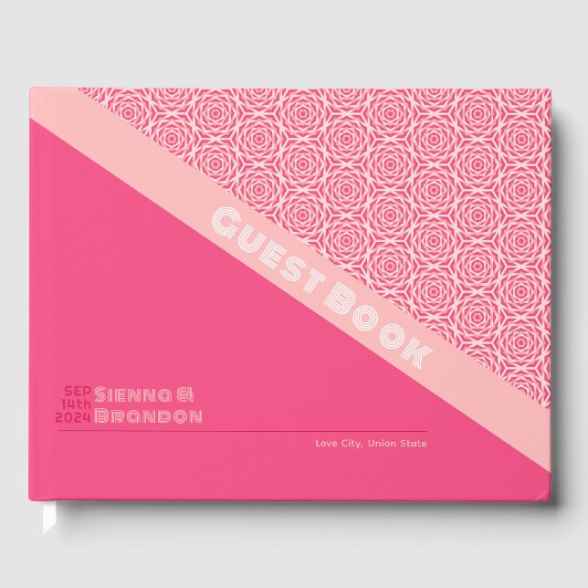 Livre d'hôtes Mariage rouge Rose géométrique (Recto)