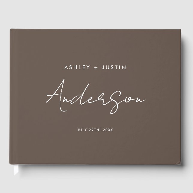 Livre d'hôtes personnalisé Brown Mariage de luxe (Recto)
