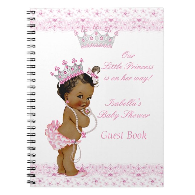 Livre d'hôtes Princess Baby shower rose blanc Ethn (Devant)