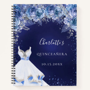Livre d'hôtes Quinceanera bleu parties scintillant