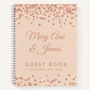 Livre d'hôtes Rose Gold Parties scintillant Confet