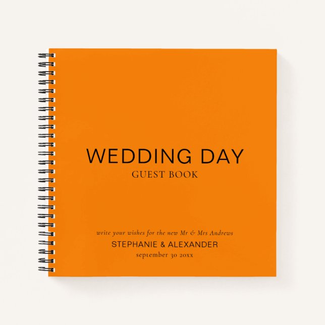 Livre d'hôtes simple personnalisé Mariage orange d (Devant)