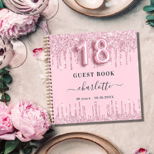 Livre d'invité 18e anniversaire blush rose nom de 