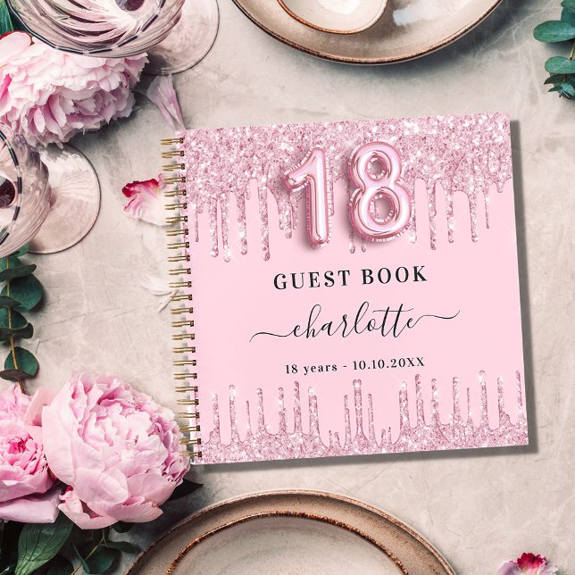 Livre d'invité 18e anniversaire blush rose nom de  (Créateur téléchargé)