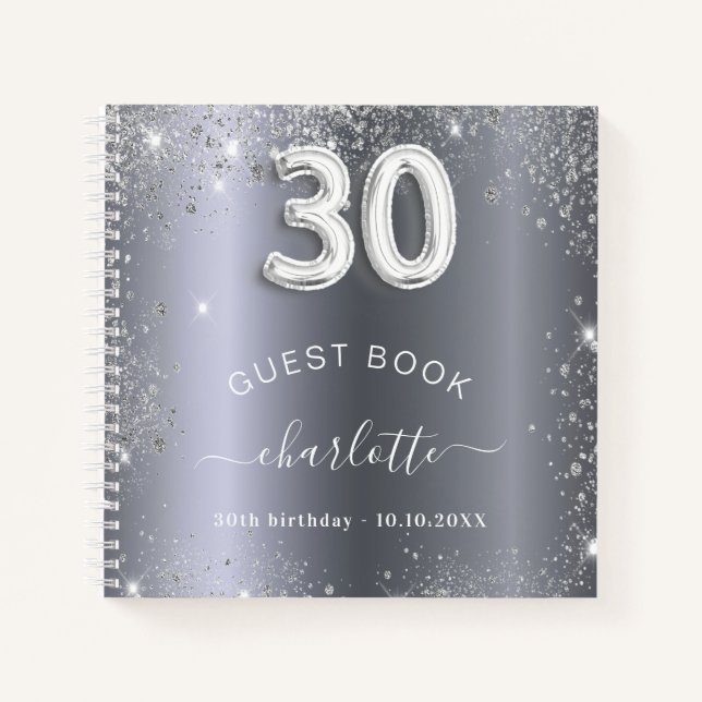 Livre d'invité 30e anniversaire argent nom de part (Devant)