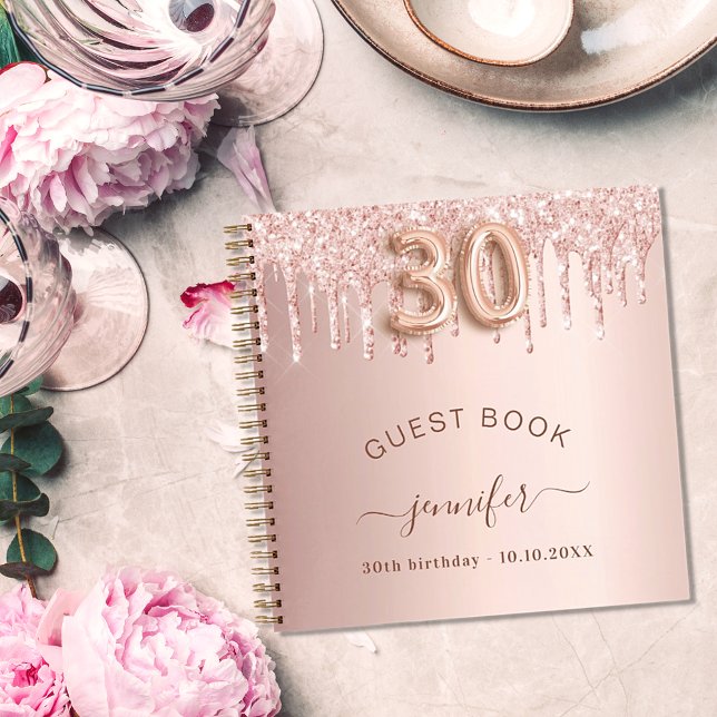 Livre d'invité 30e anniversaire rose gouttes parti (Créateur téléchargé)
