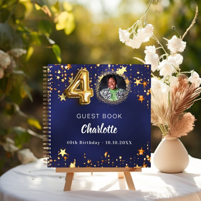 Livre d'invité 40e anniversaire marine bleu or éto (Créateur téléchargé)