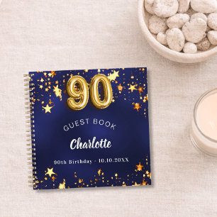 Livre d'invité 90e anniversaire marine bleu or éto