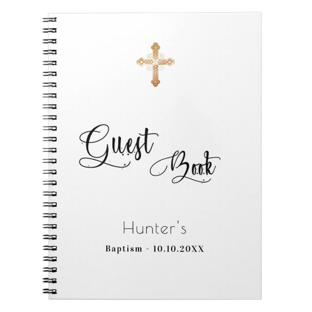 Livre d'invité baptême blanc noir script (Devant)