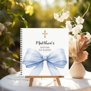 Livre d'invité Baptême bleu garçon arc