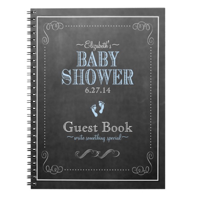 Livre d'invité bleu de baby shower de tableau de (Devant)