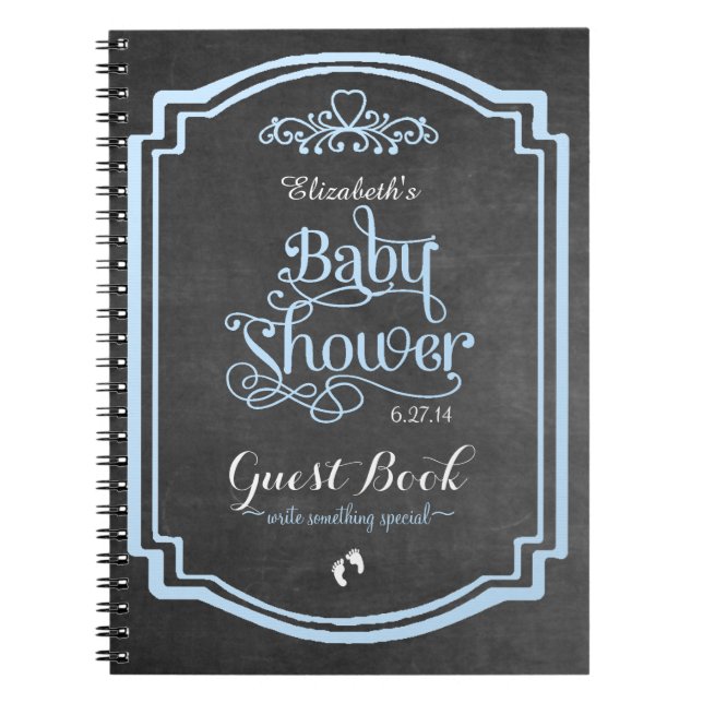 Livre d'invité bleu de baby shower de tableau de (Devant)