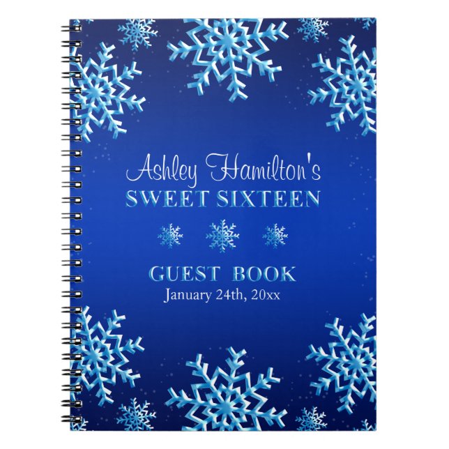 Livre d'invité bleu du bonbon à hiver de flocons (Devant)