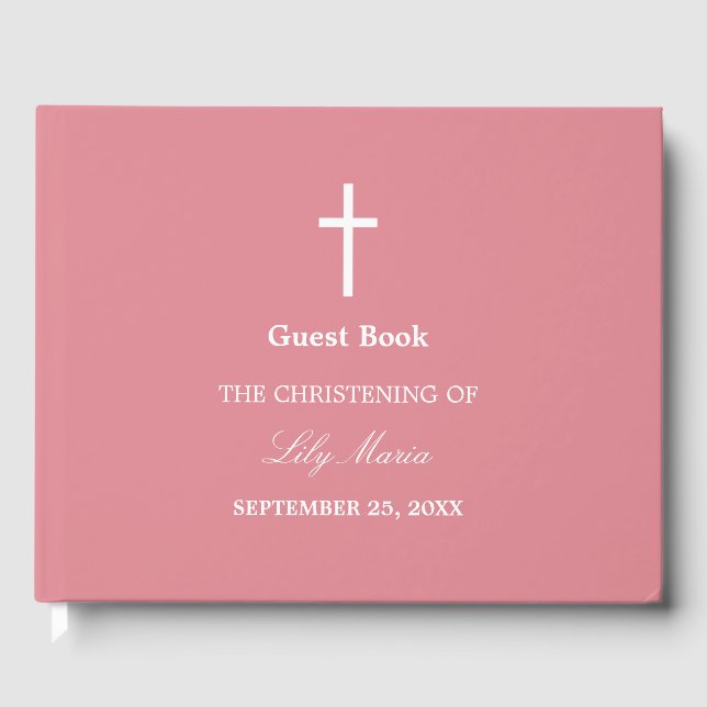 Livre d'invité Blush Pink Christening (Recto)