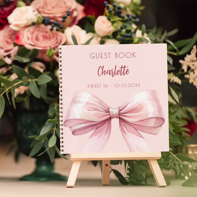 Livre d'invité blush rose bow SWEET 16 (Créateur téléchargé)