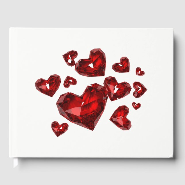 Livre d'invité - Coeurs bijoux rouges (Recto)