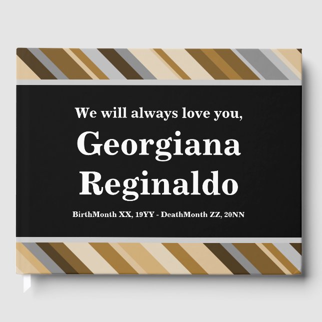 Livre d'invité commémoratif en deuil et élégant (Recto)