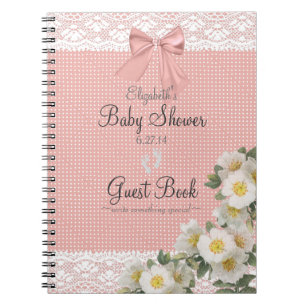 Livre d'invité de baby shower d'arc de pêche de