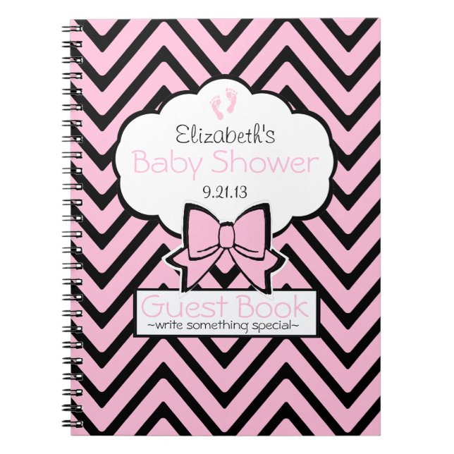 Livre d'invité de baby shower de Chevron (Devant)